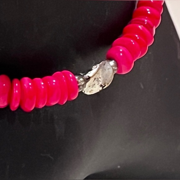 Pink and Silver Handmade Beaded Bracelet - Picture 2 of 6